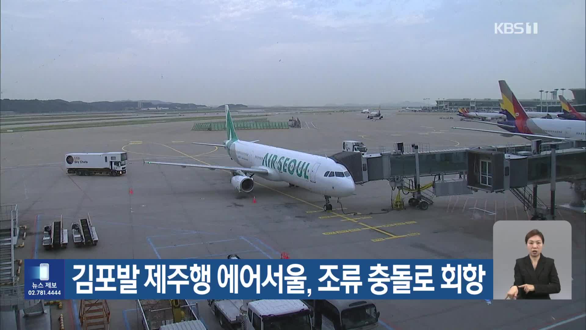 김포발 제주행 에어서울, 조류 충돌로 회항