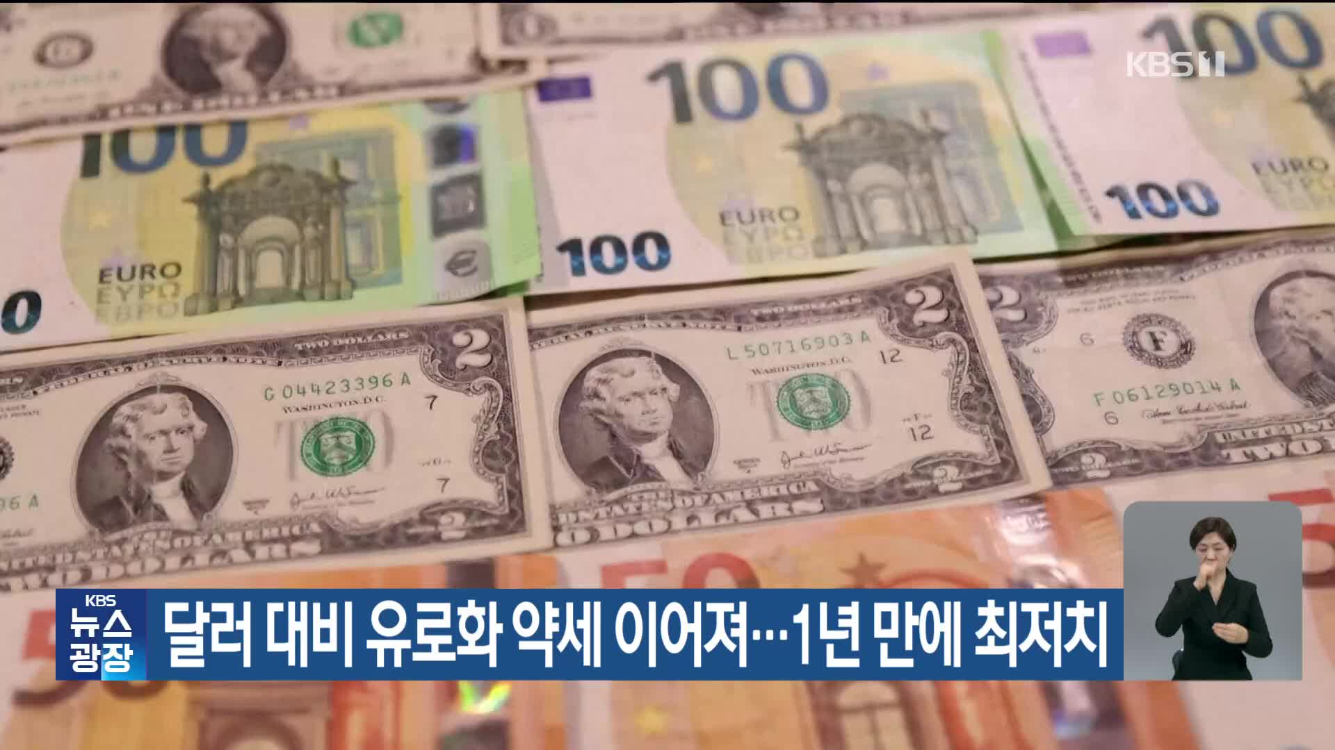 달러 대비 유로화 약세 이어져…1년 만에 최저치