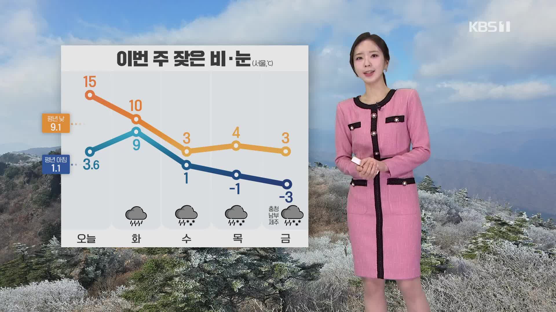 [출근길 날씨] 밤에 서해안부터 비…내일 전국에 비바람