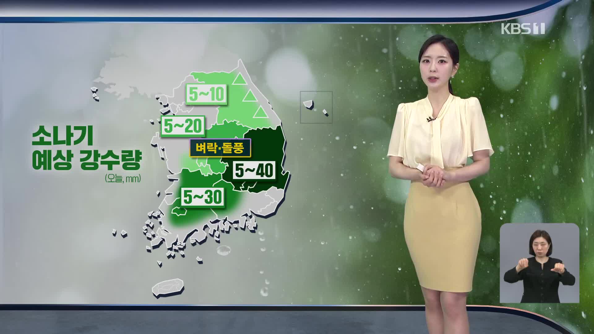 [출근길 날씨] 한낮 30도 안팎 더위…내륙 곳곳 소나기