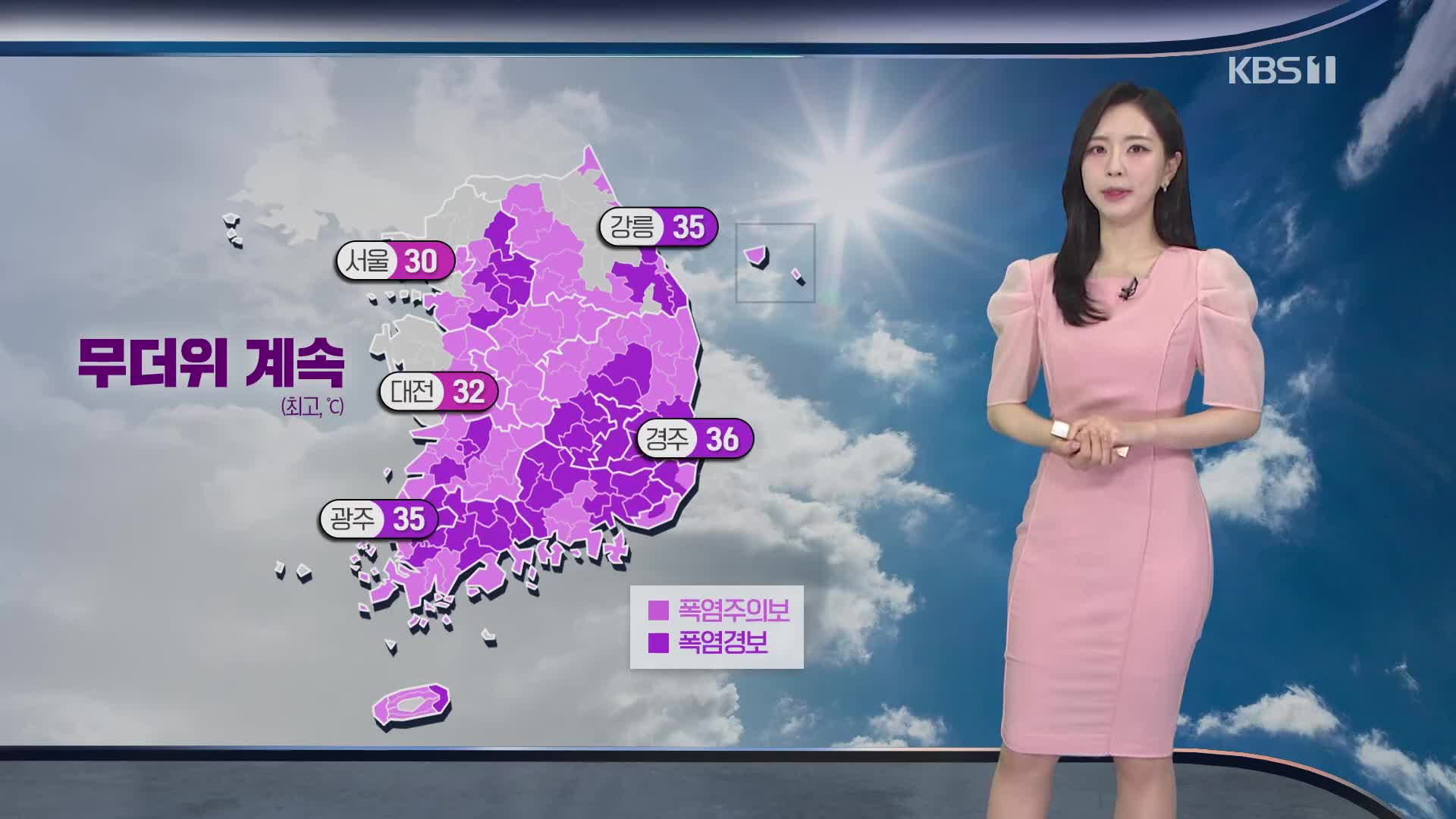 [출근길 날씨] 폭염·열대야 이어져…전국 곳곳 소나기