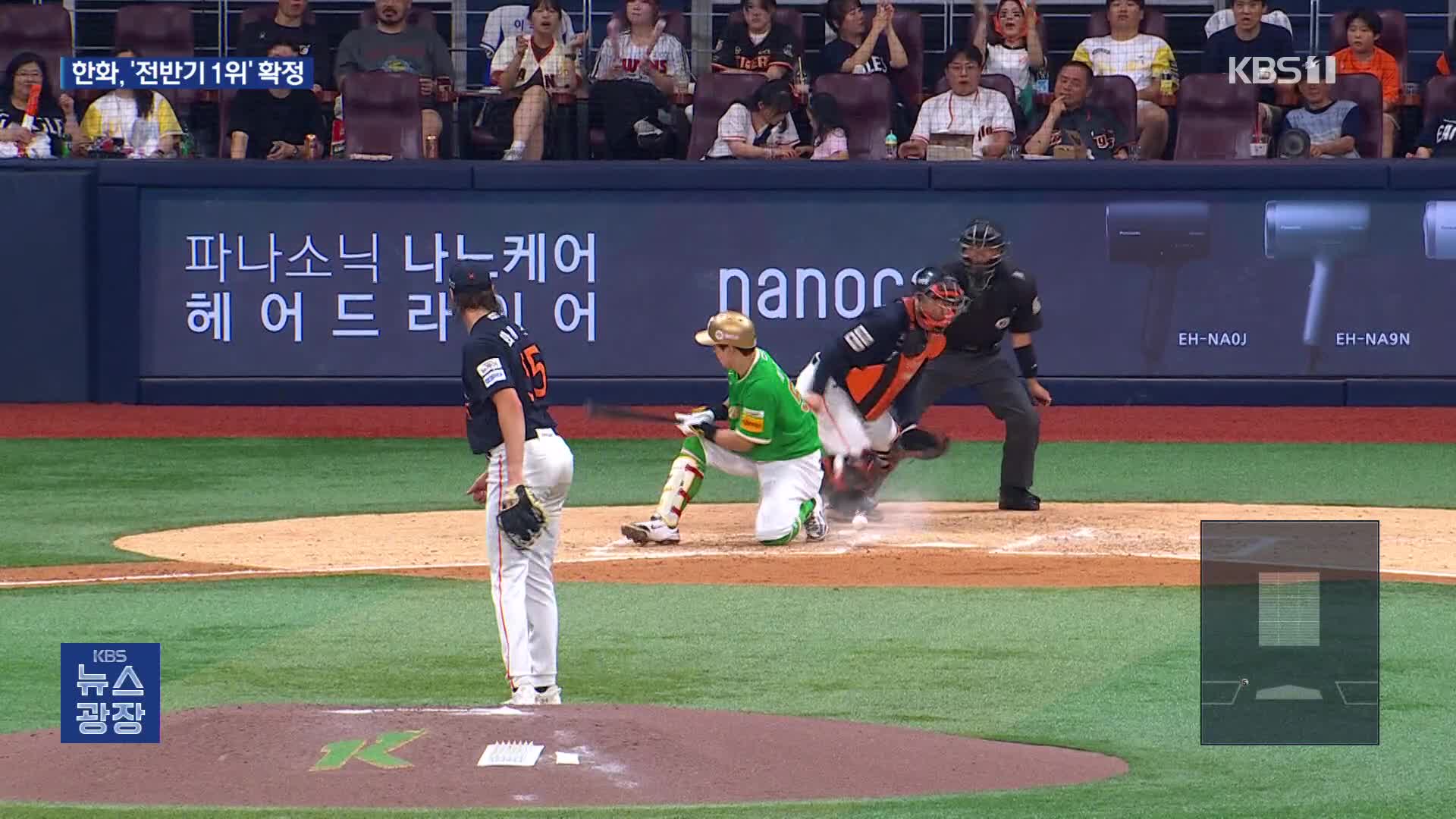 삼진 쇼에 축포 행진…한화 전반기 1위 확정