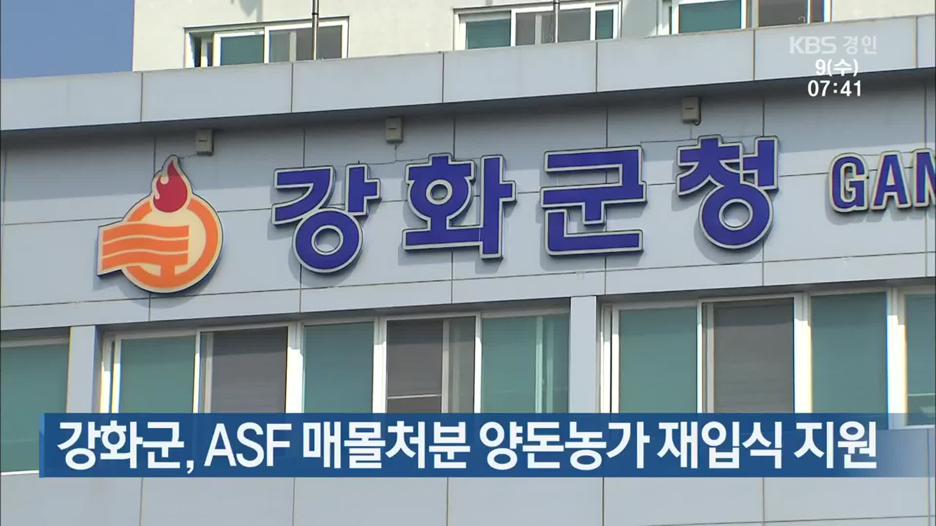 강화군, ASF 매몰처분 양돈농가 재입식 지원