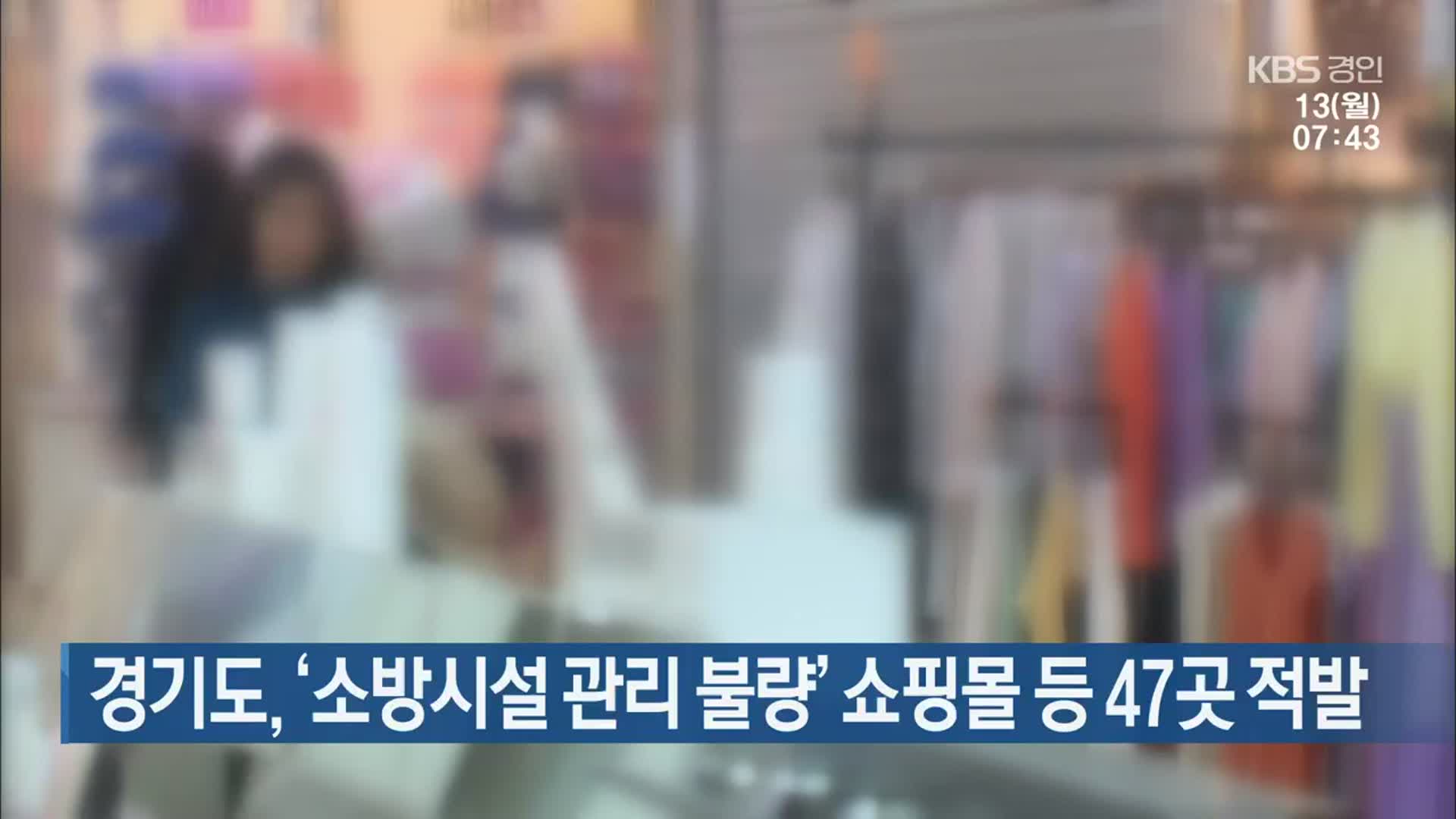 경기도, ‘소방시설 관리 불량’ 쇼핑몰 등 47곳 적발