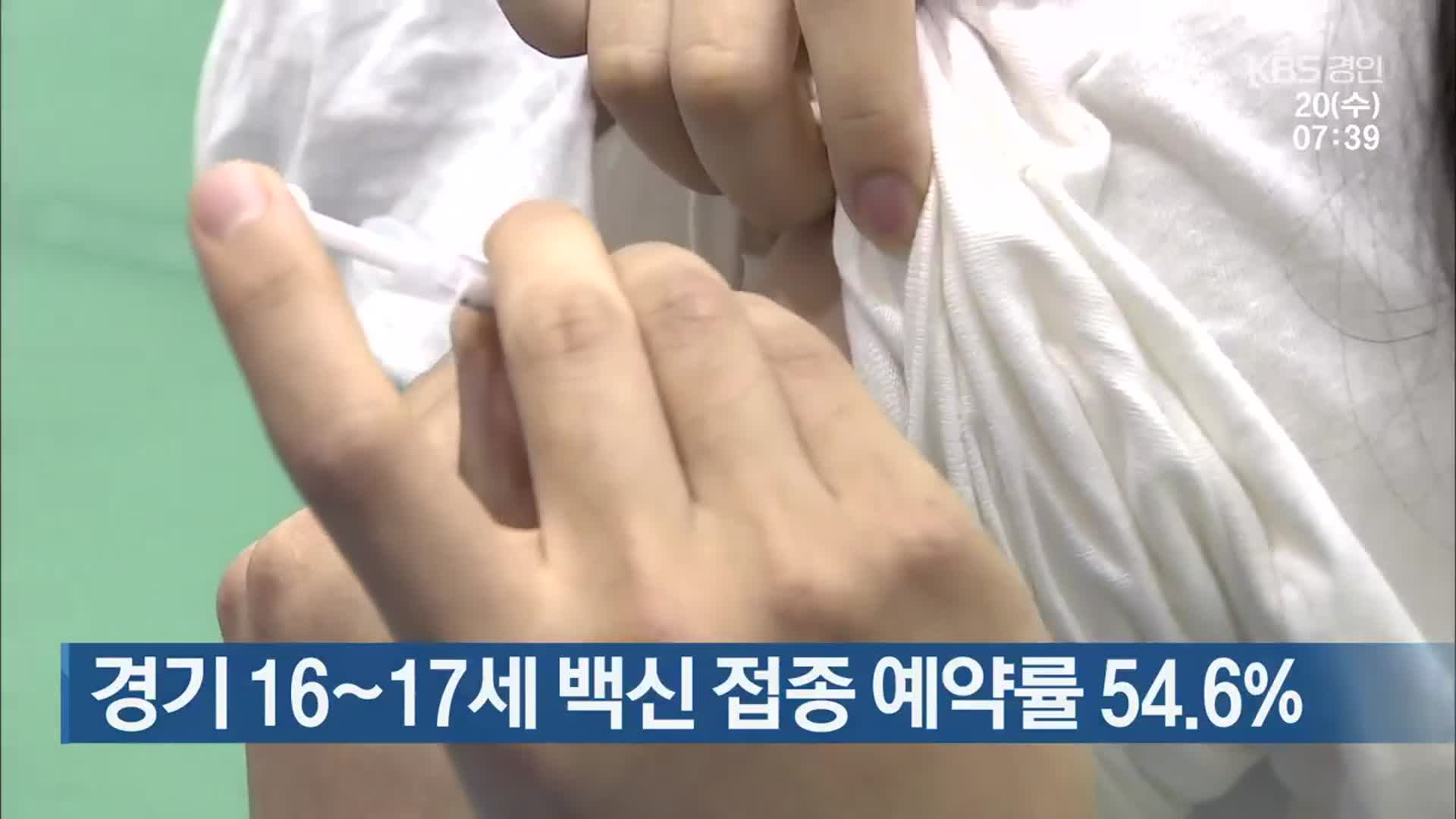 경기 16∼17세 백신 접종 예약률 54.6%