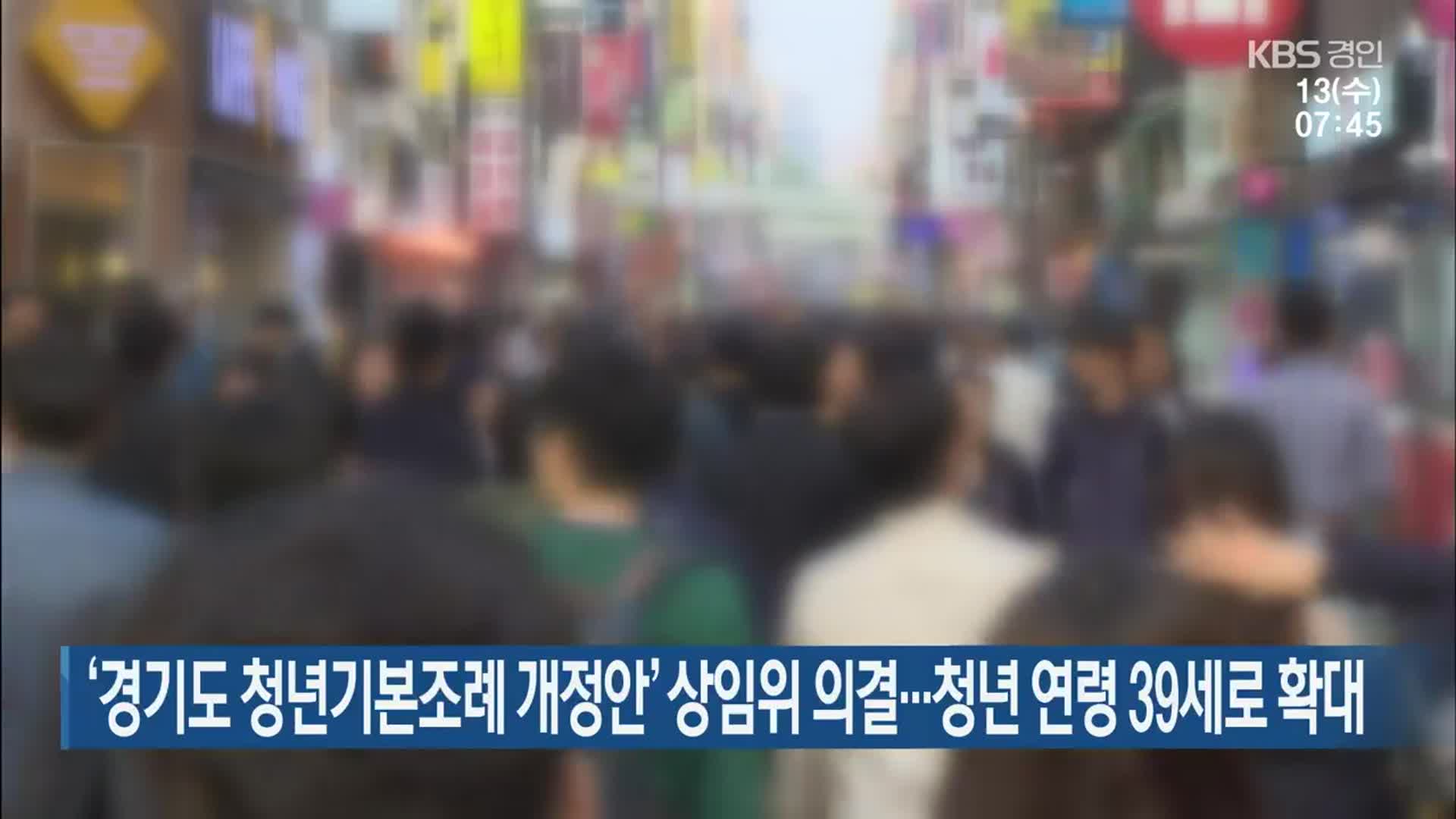 ‘경기도 청년기본조례 개정안’ 상임위 의결…청년 연령 39세로 확대