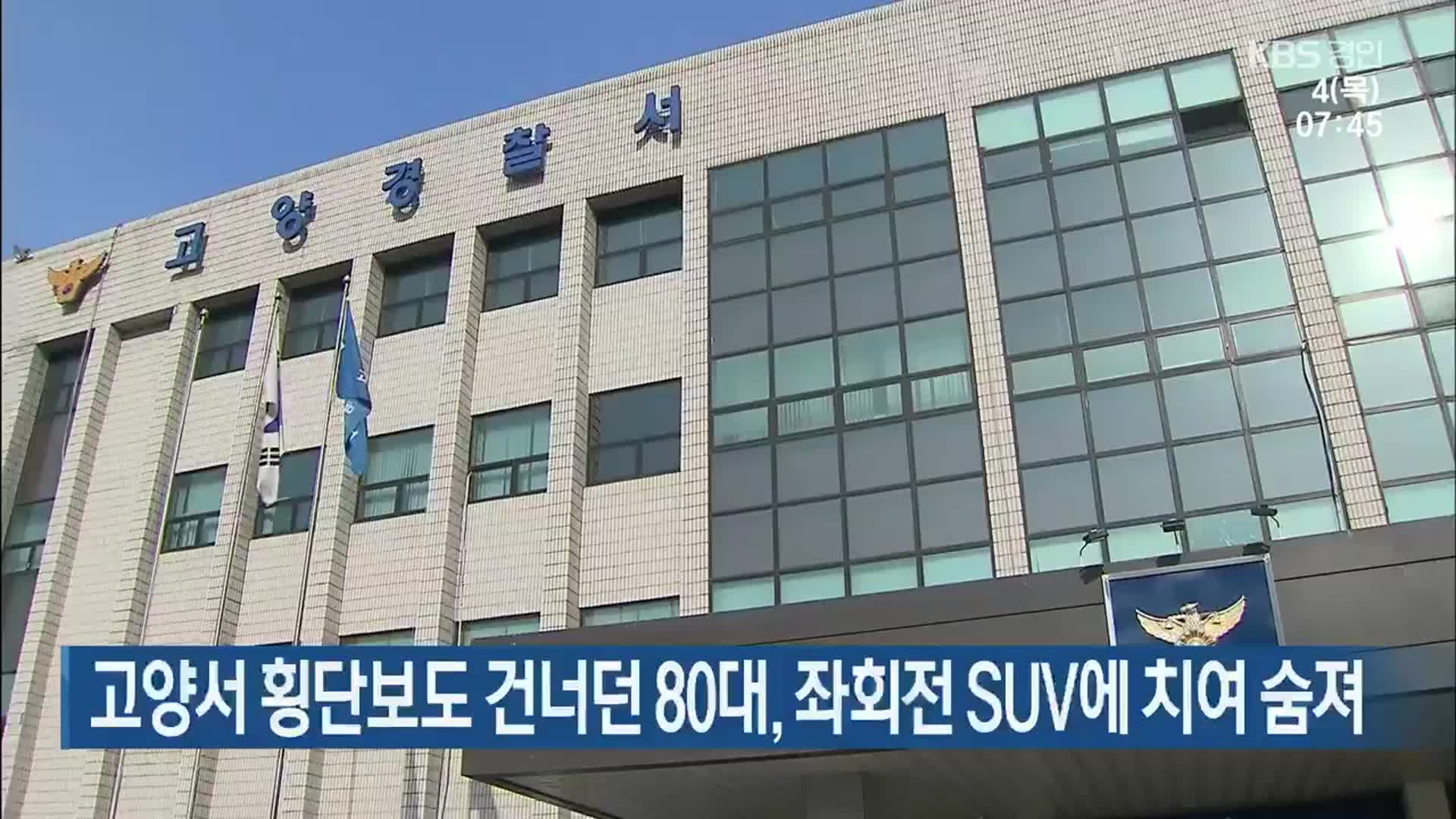 고양서 횡단보도 건너던 80대, 좌회전 SUV에 치여 숨져