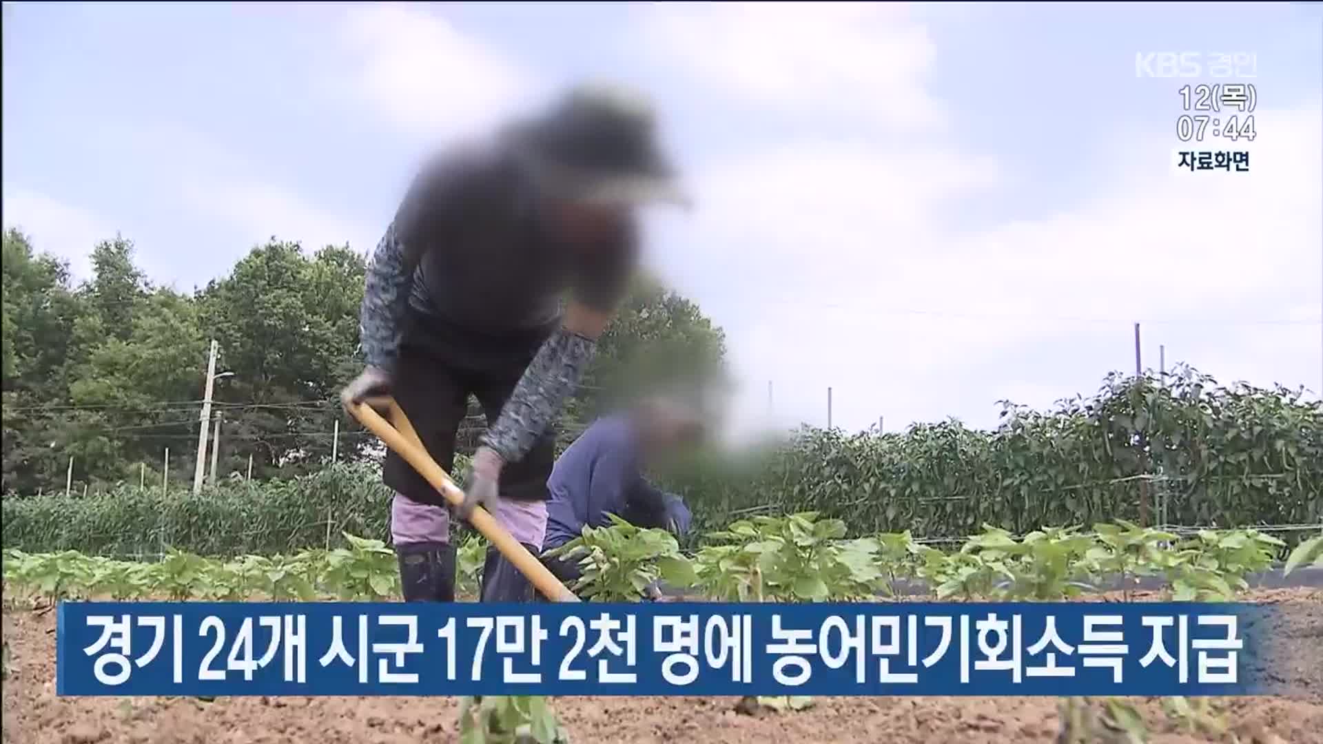 경기 24개 시군 17만 2천 명에 농어민기회소득 지급