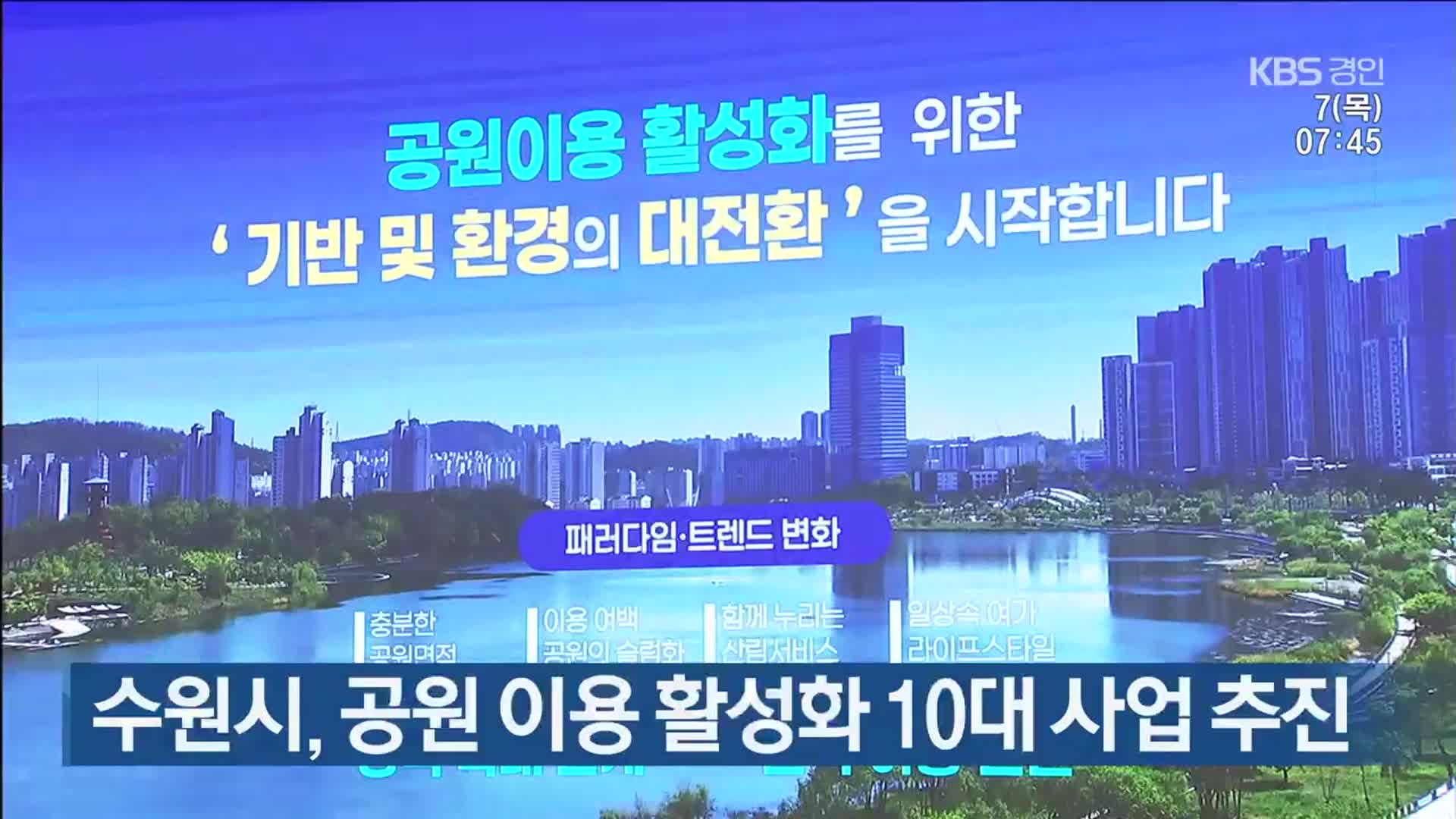 수원시, 공원 이용 활성화 10대 사업 추진