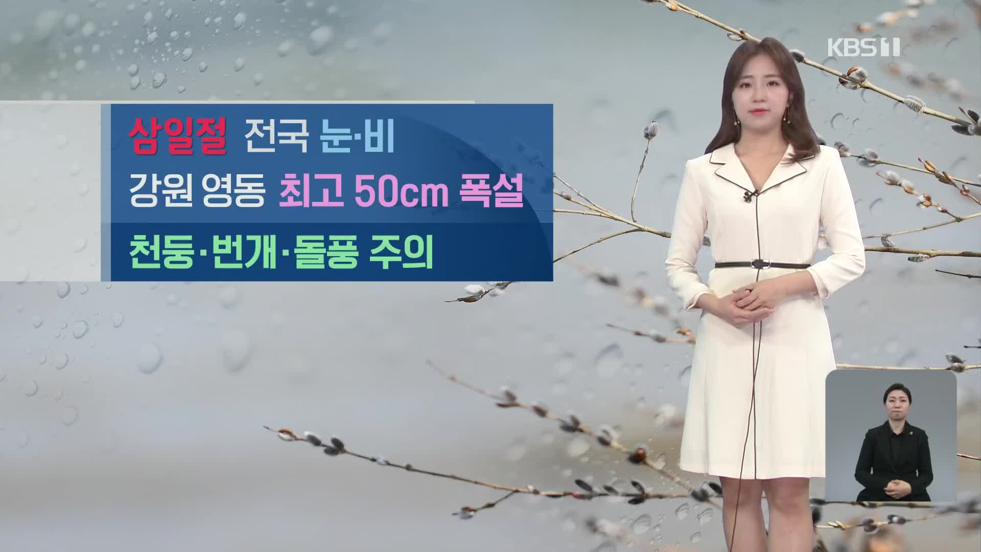 [광장 날씨] 삼일절, 전국에 많은 비나 눈…강원 영동 최고 50cm 폭설