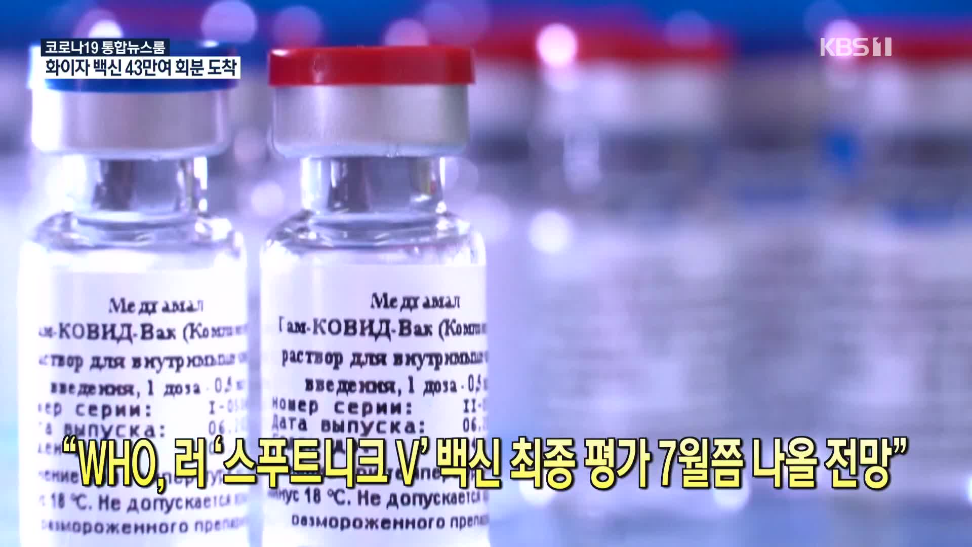 [코로나19 국제뉴스] “WHO, 러 ‘스푸트니크 V’ 백신 최종 평가 7월쯤 나올 전망”