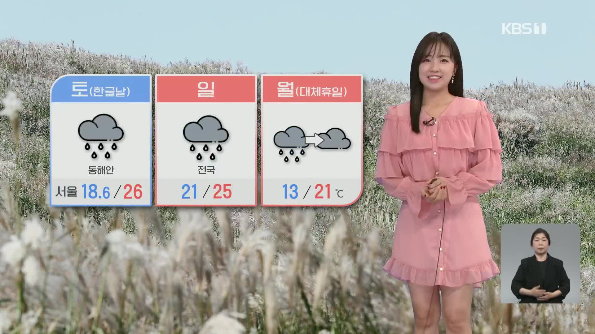[주말 날씨] 한글날, 전국 흐리고 동해안 비…남부 늦더위