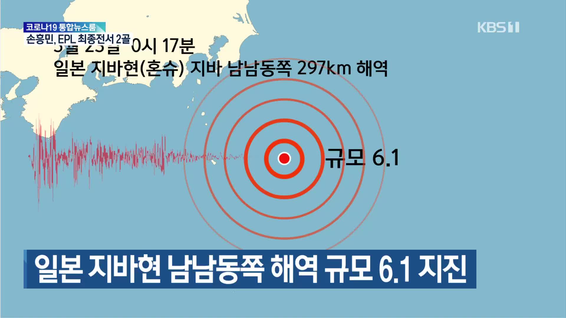 일본 지바현 남남동쪽 해역 규모 6.1 지진