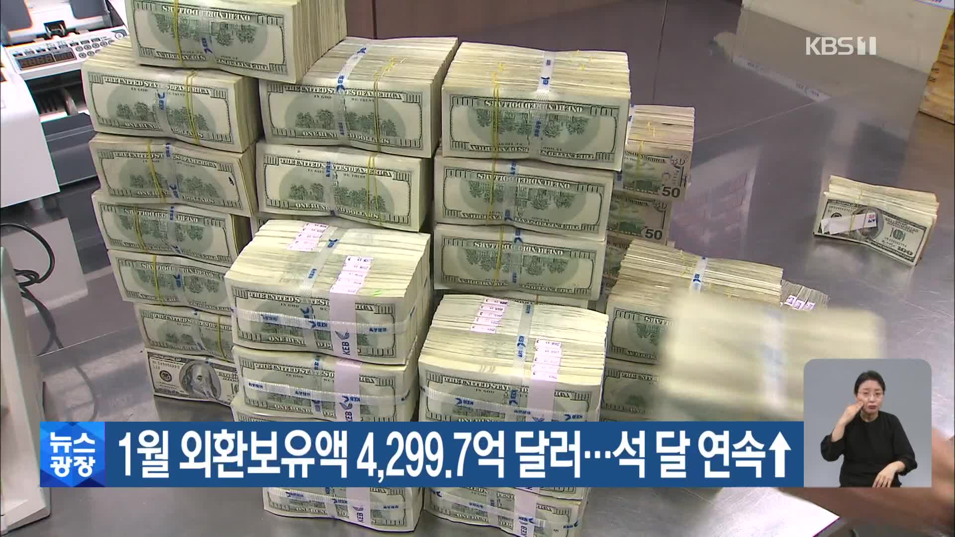 1월 외환보유액 4,299.7억 달러…석 달 연속↑