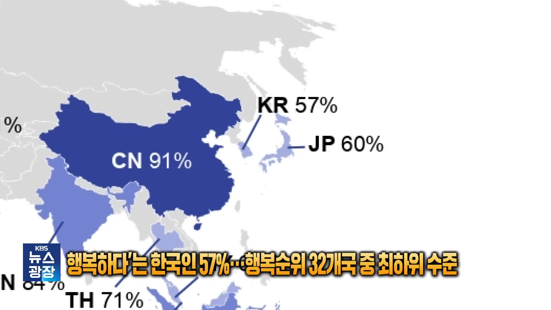 [잇슈 SNS] ‘행복하다’는 한국인 57%…행복순위 32개국 중 최하위