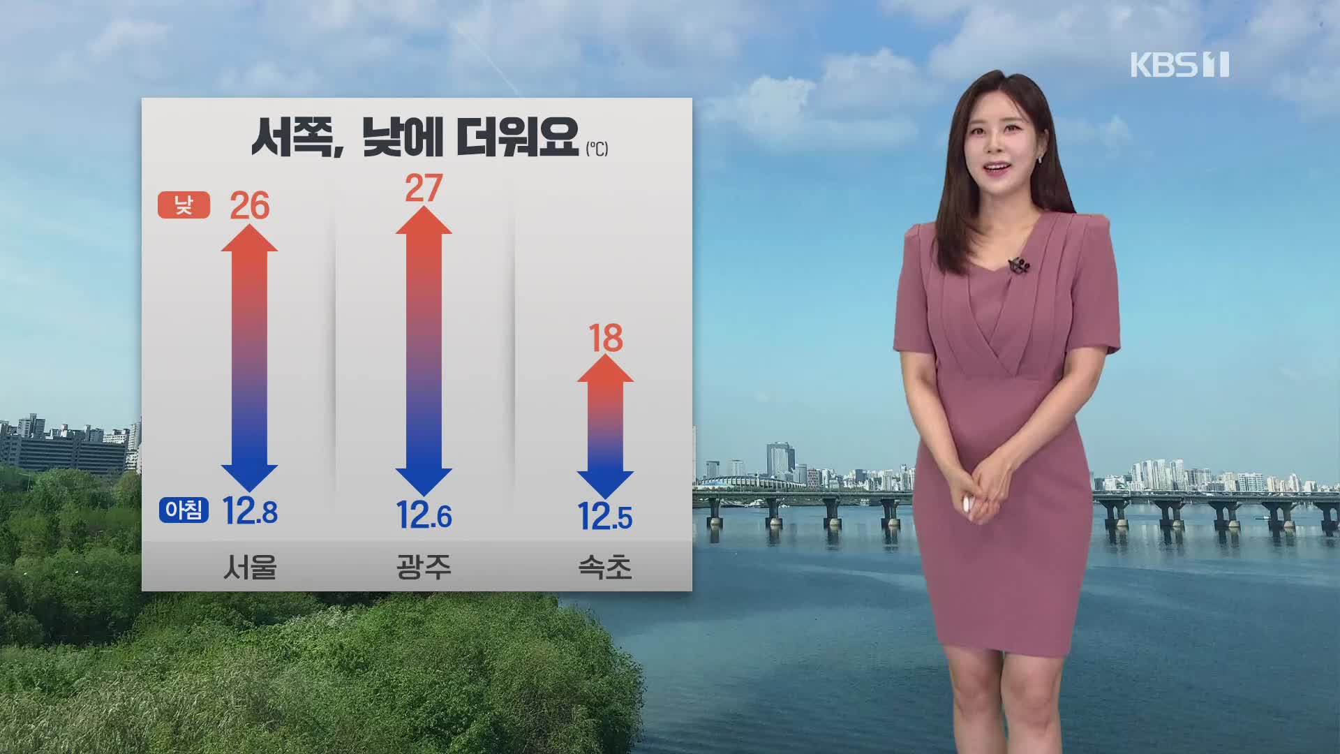 [출근길 날씨] 서쪽, 한낮에 다소 더워요…동해안은 비교적 선선