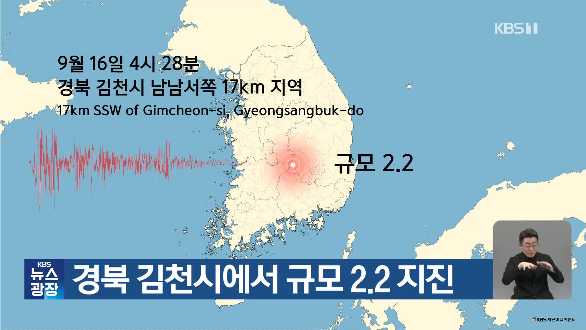 경북 김천시에서 규모 2.2 지진