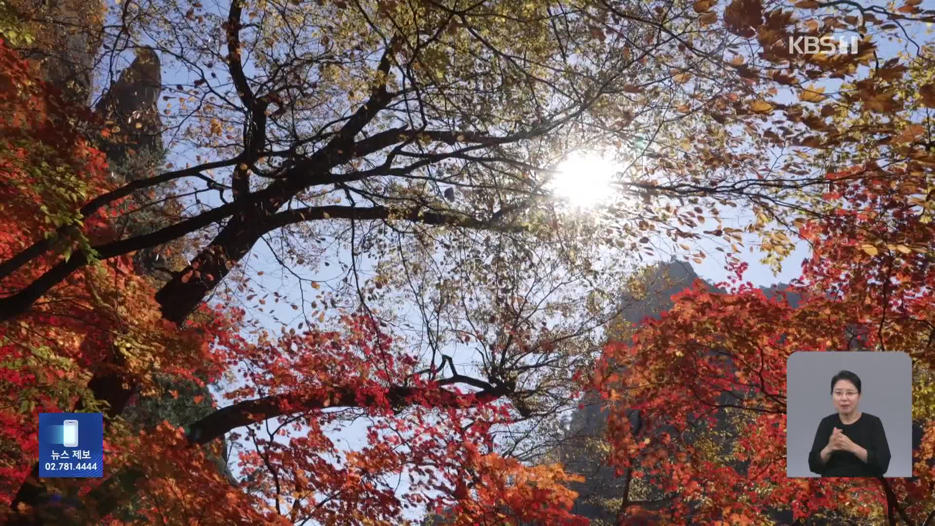 오색 빛으로 물든 설악산 정상…다음 주말 절정