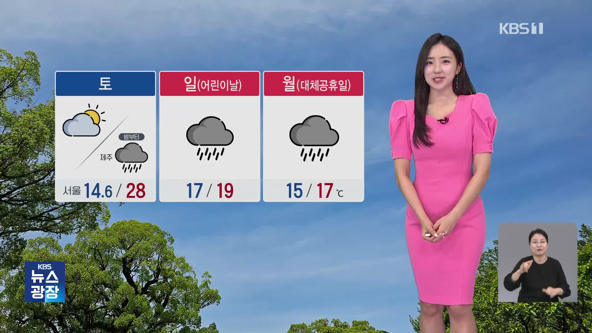 [광장 날씨] 한낮 초여름 더위…어린이날 전국에 많은 비