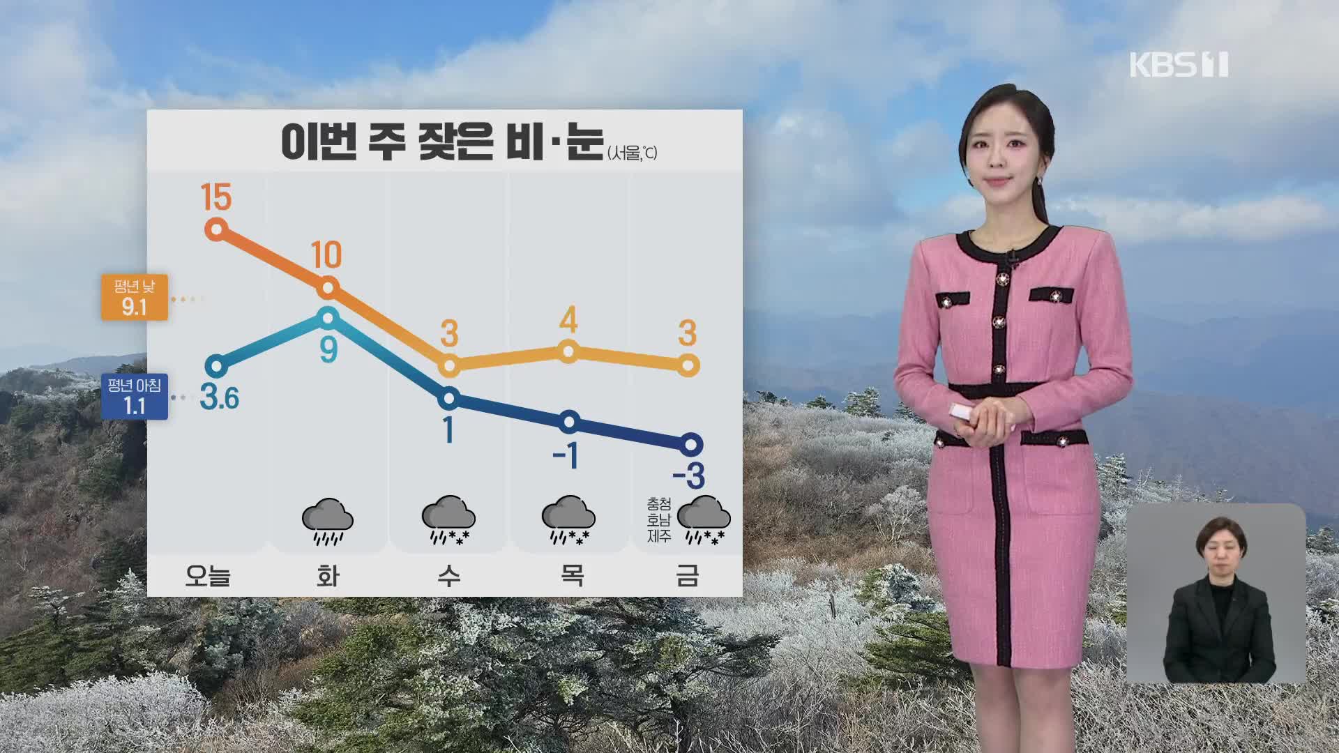 [출근길 날씨] 밤에 서해안부터 비…내일 전국에 비바람