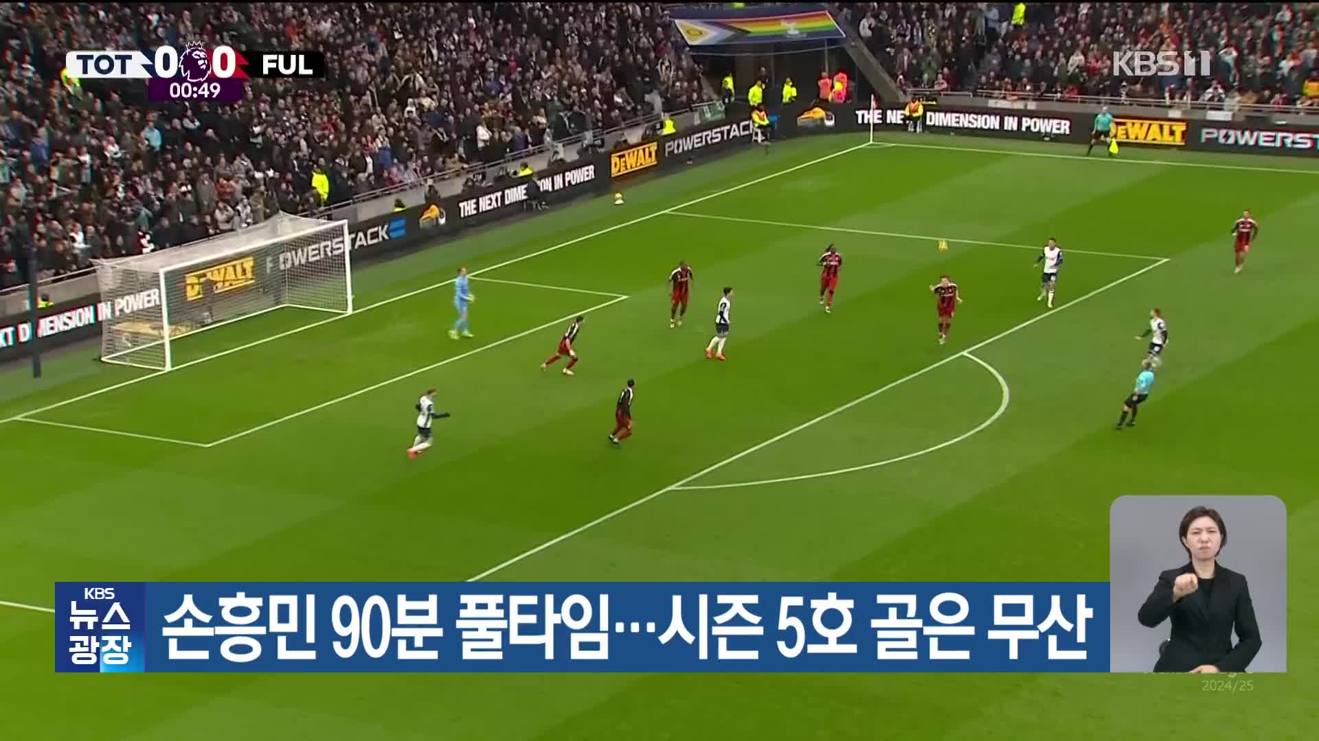 손흥민 90분 풀타임…시즌 5호 골은 무산