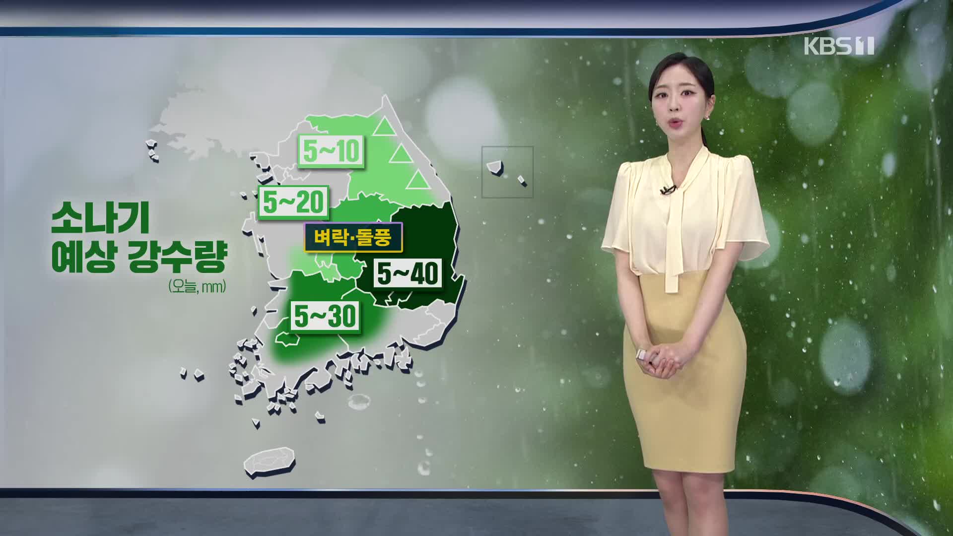 [출근길 날씨] 한낮 30도 안팎 더위…내륙 곳곳 소나기