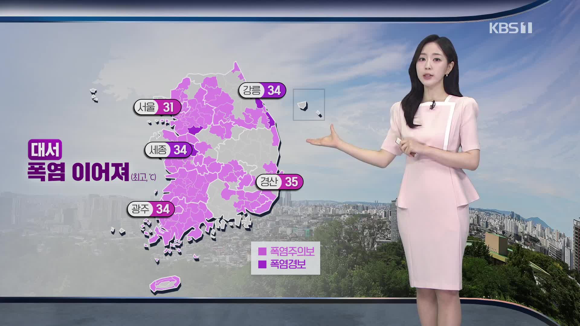 [출근길 날씨] ‘대서’, 폭염 계속…전국 대부분 소나기