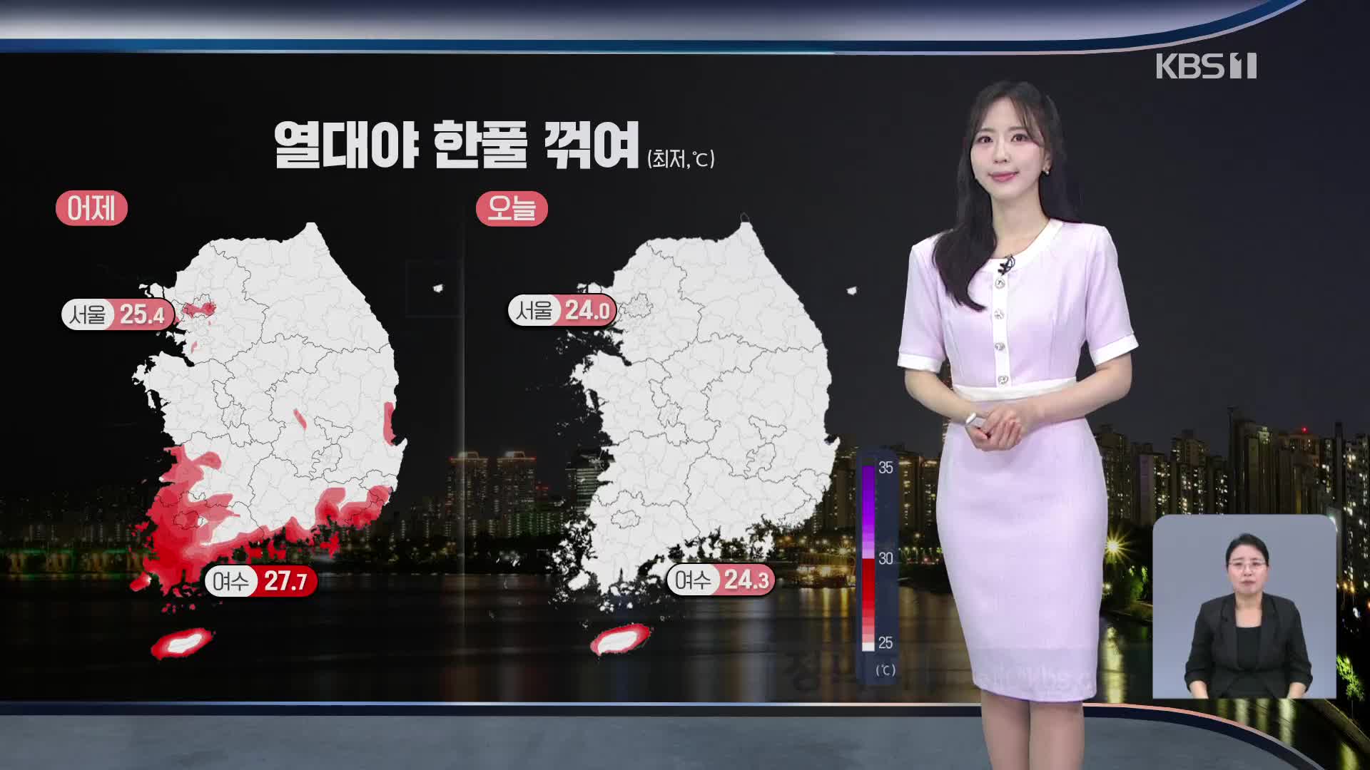 [출근길 날씨] 열대야 한풀 꺾여…한낮 무더위는 계속