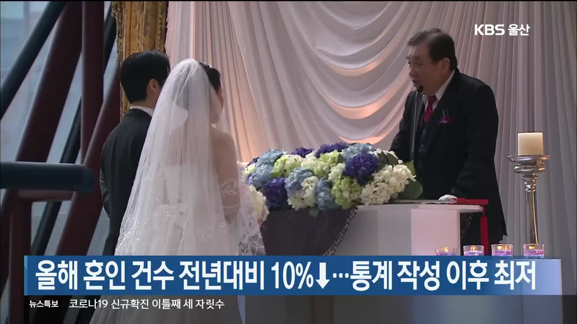 올해 혼인 건수 전년대비 10%↓…통계 작성 이후 최저