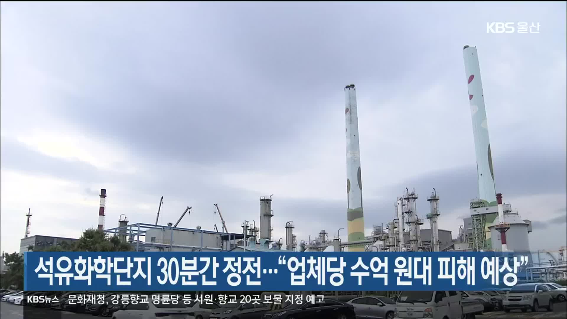석유화학단지 30분간 정전…“업체당 수억원대 피해 예상”