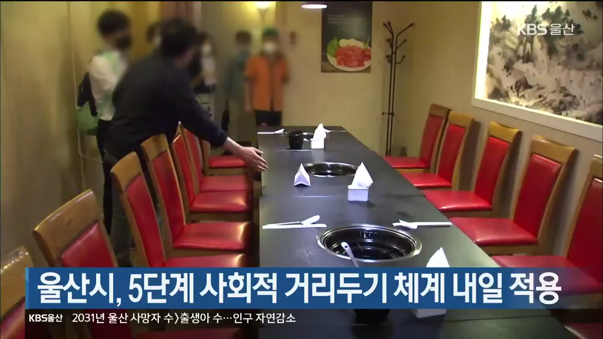 울산시, 5단계 사회적 거리두기 체계 내일 적용