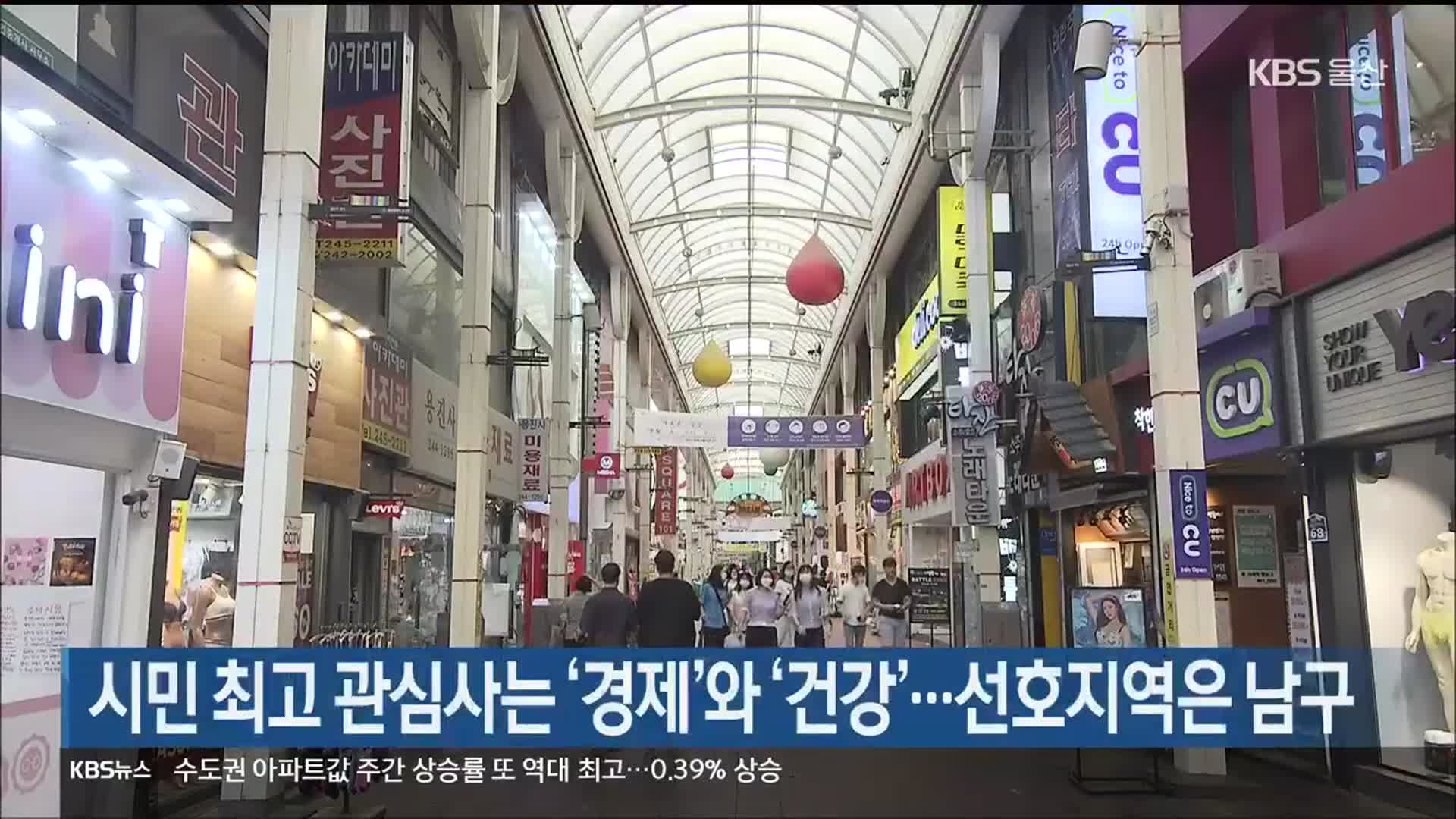 울산 시민 최고 관심사는 ‘경제’와 ‘건강’…선호지역은 남구