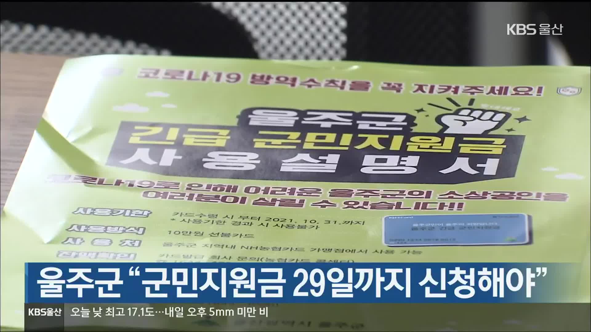 울주군 “군민지원금 29일까지 신청해야”