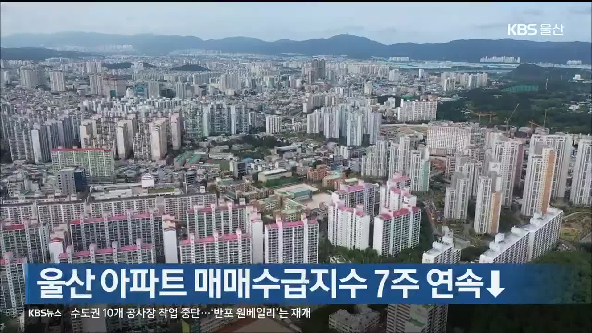 울산 아파트 매매수급지수 7주 연속↓