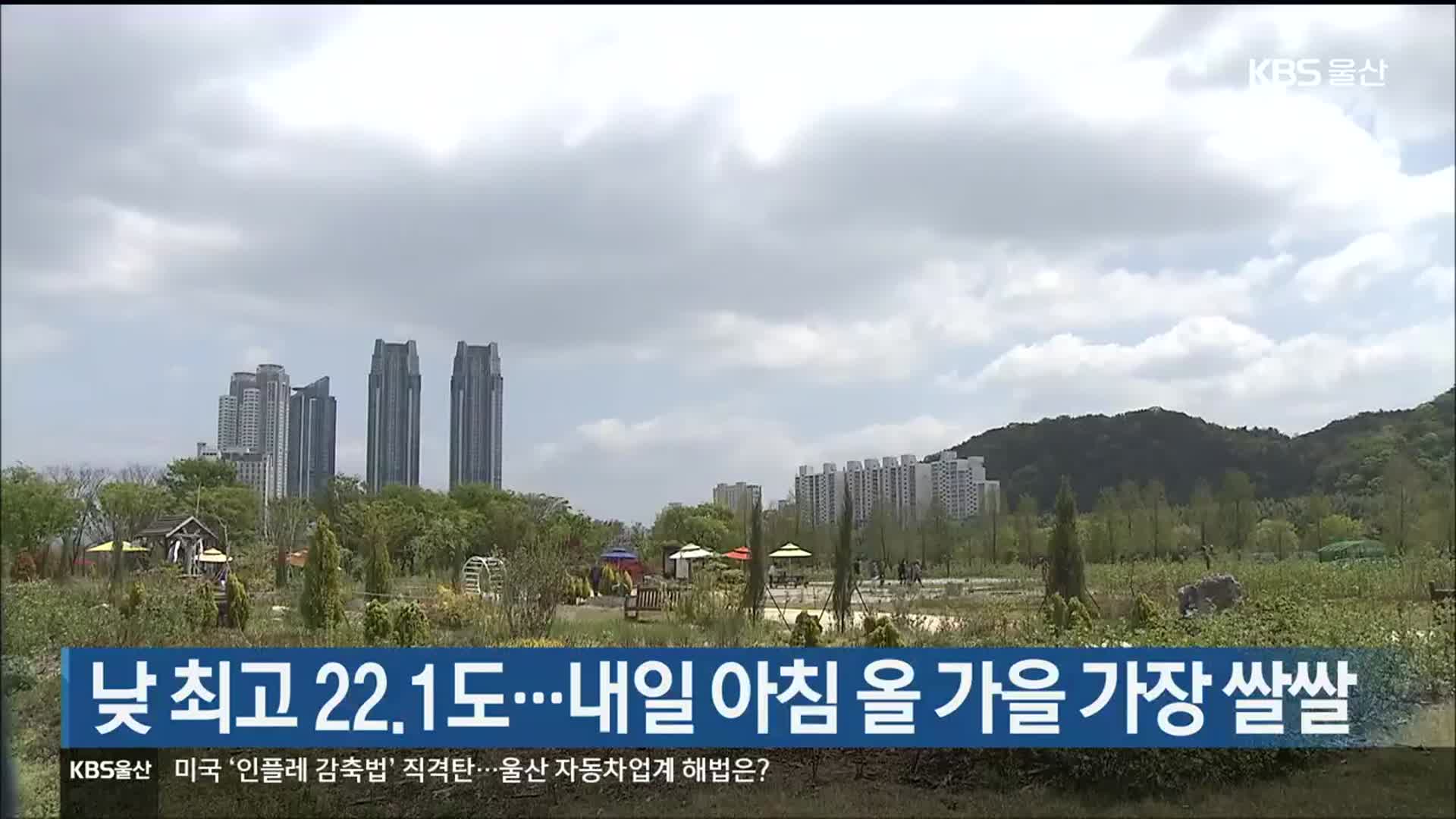 울산 낮 최고 22.1도…내일 아침 올 가을 가장 쌀쌀