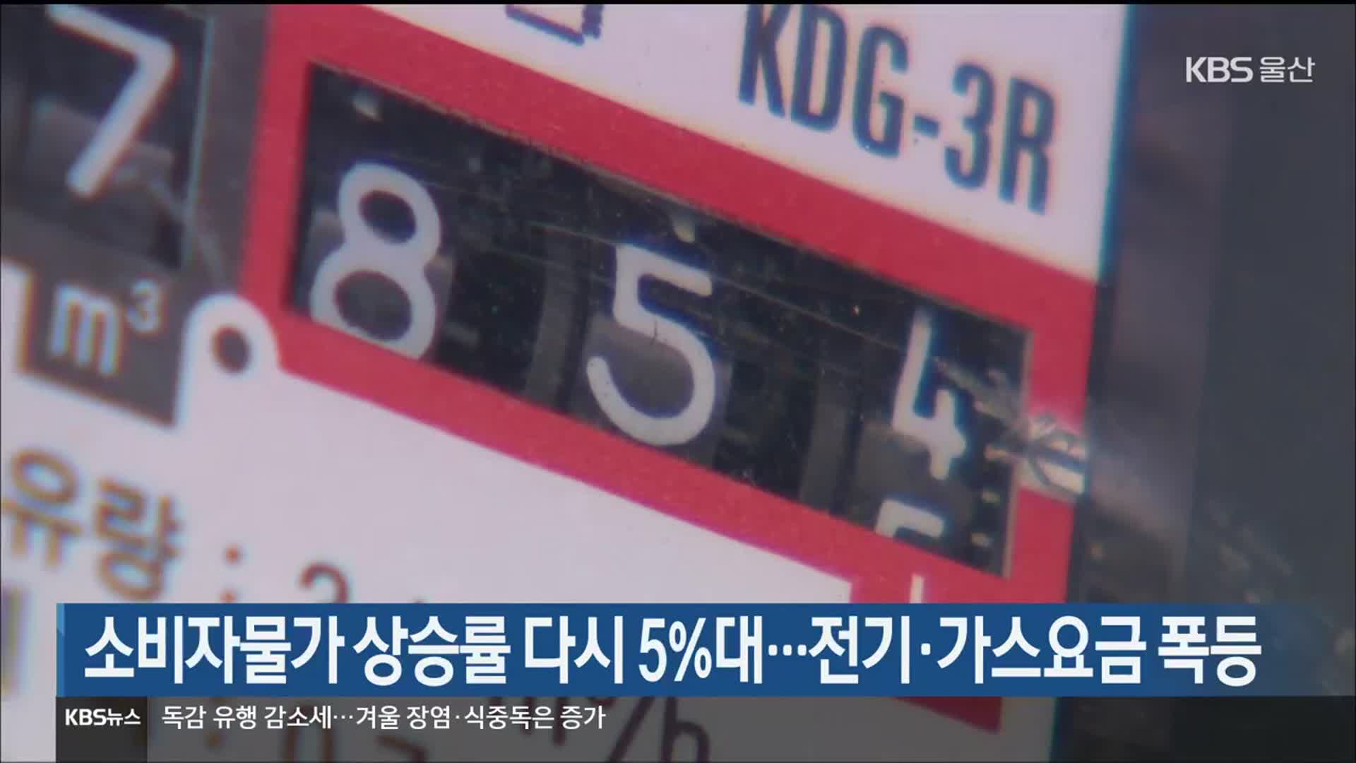 울산 소비자물가 상승률 다시 5%대…전기·가스요금 폭등