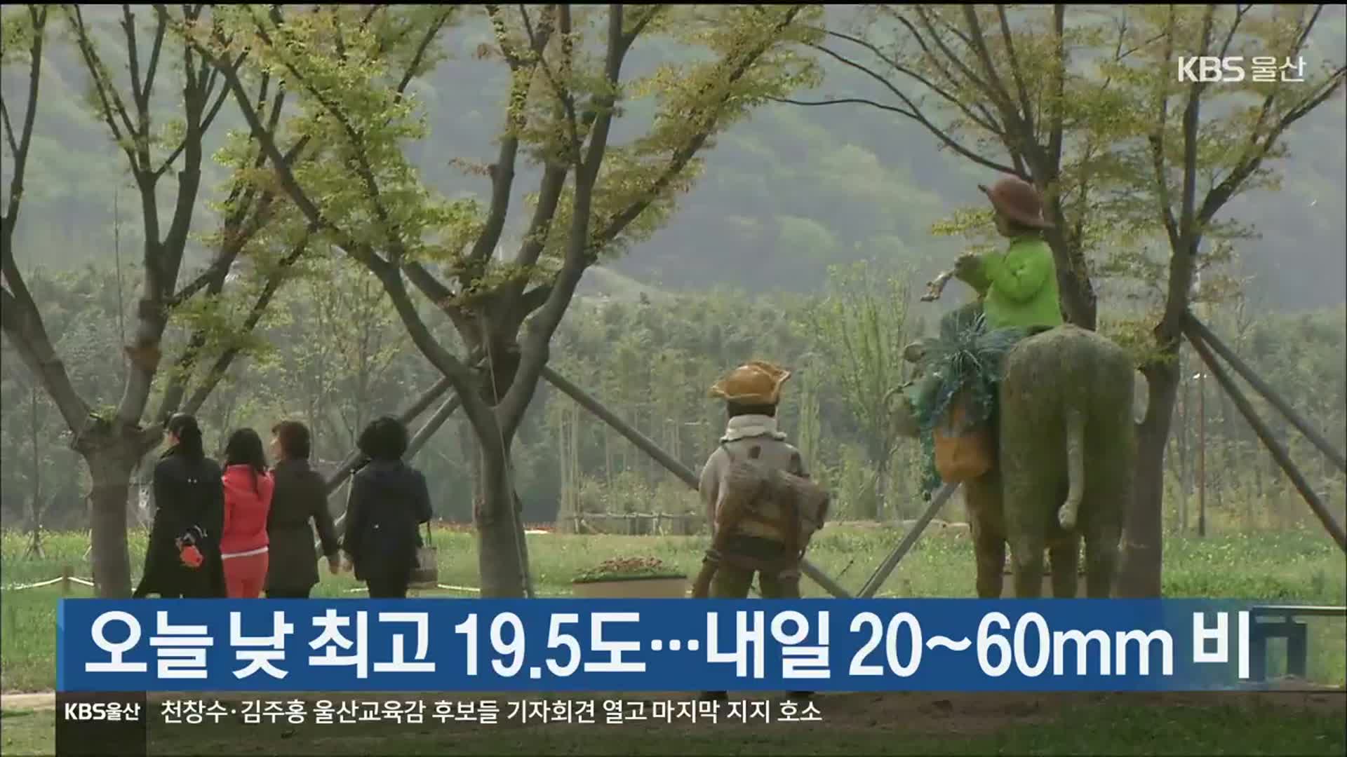 울산 오늘 낮 최고 19.5도…내일 20~60㎜ 비