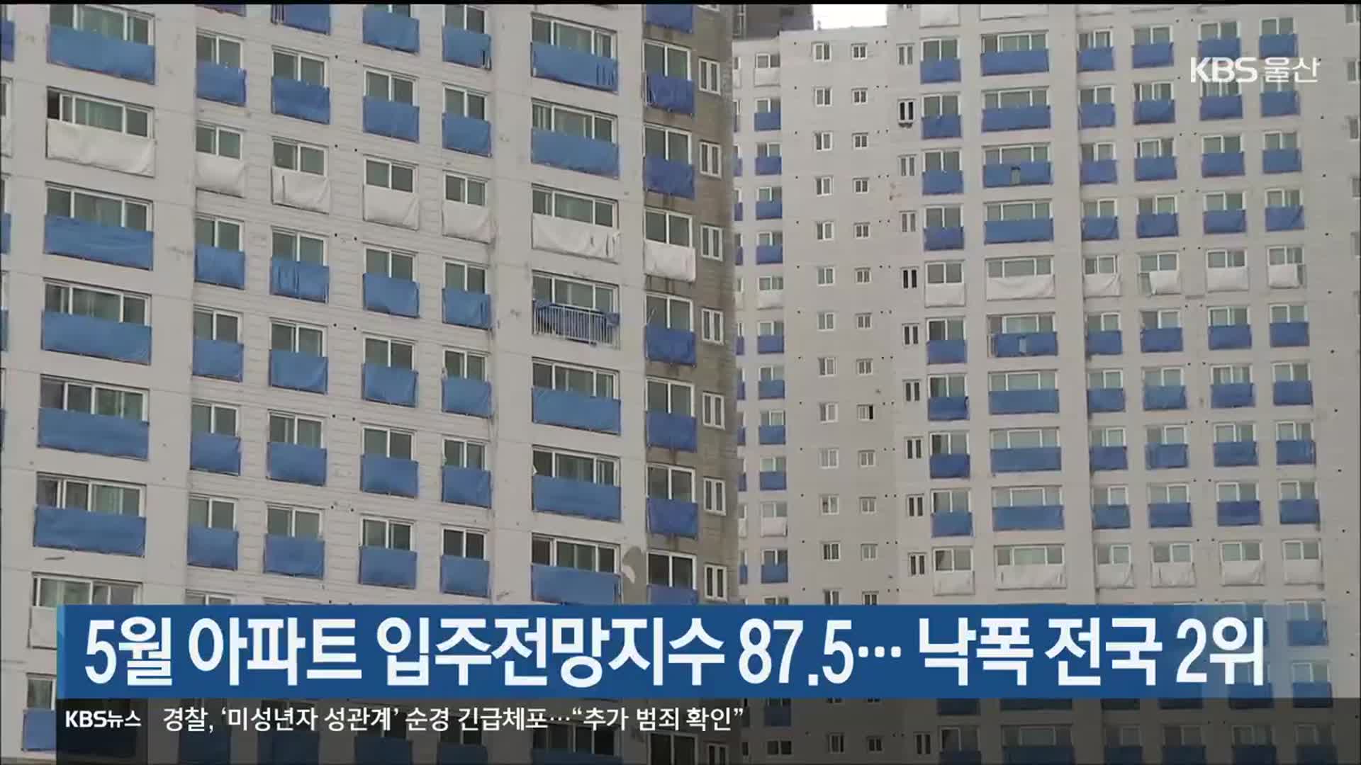 울산 5월 아파트 입주전망지수 87.5…낙폭 전국 2위