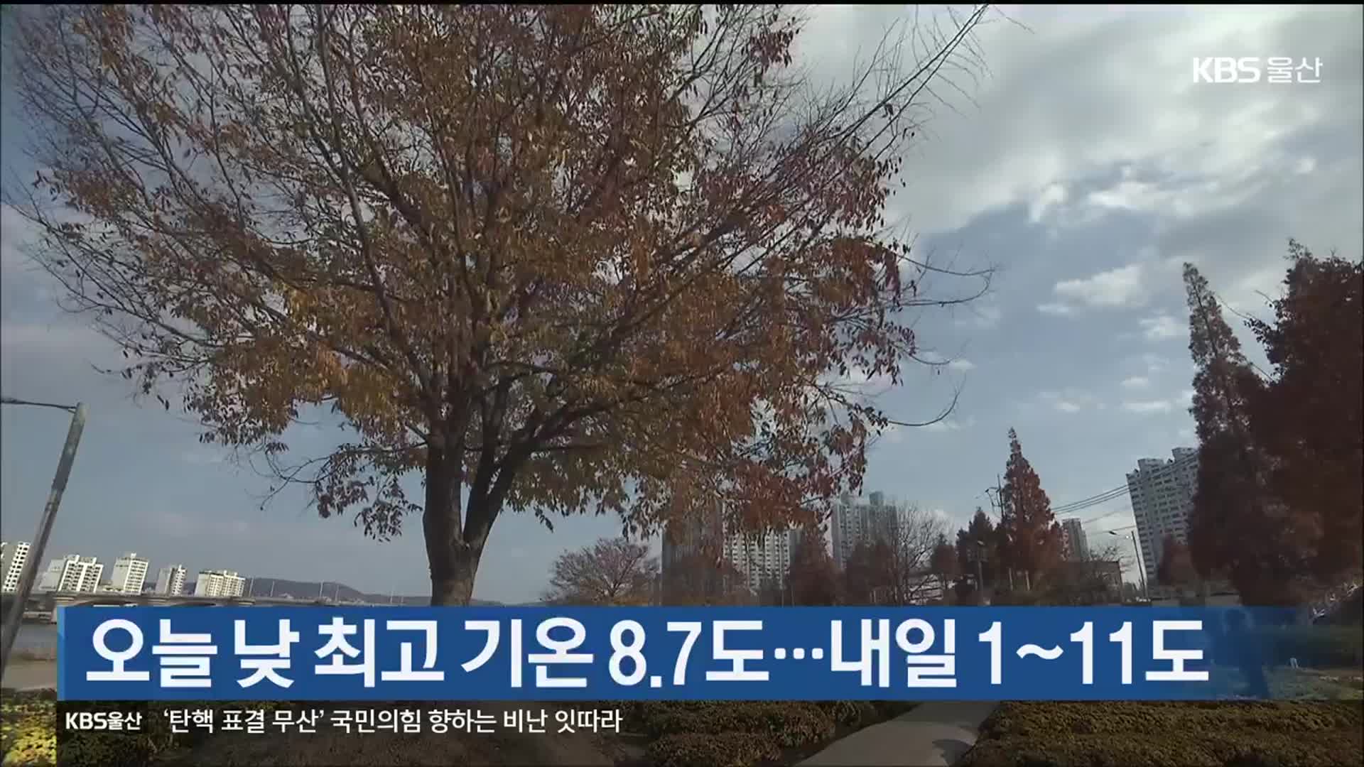 울산 오늘 낮 최고 기온 8.7도…내일 1~11도