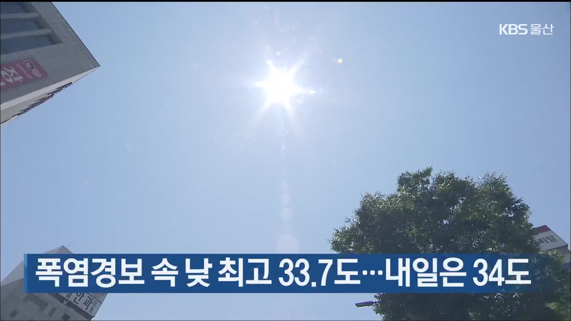 울산 폭염경보 속 낮 최고 33.7도…내일은 34도