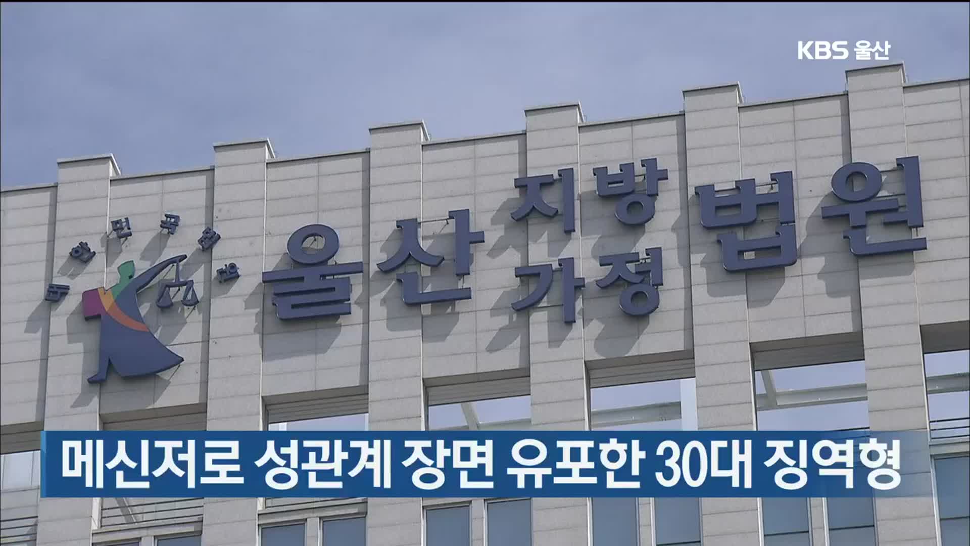 메신저로 성관계 장면 유포한 30대 징역형