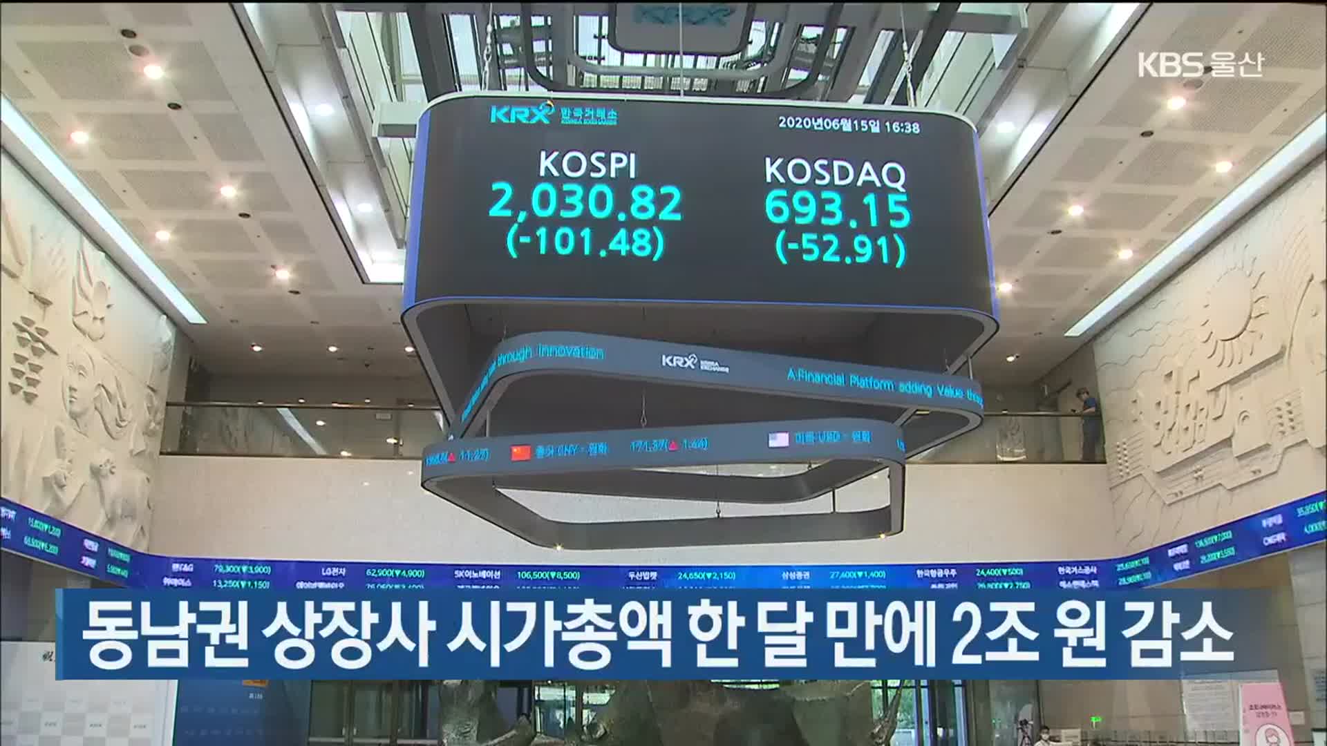 동남권 상장사 시가총액 한 달 만에 2조 원 감소