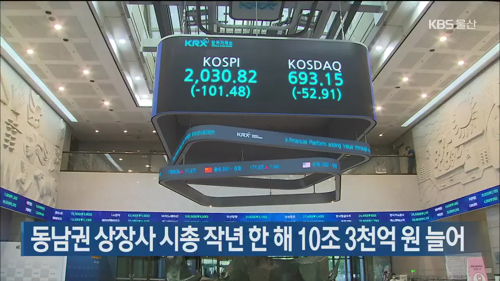 동남권 상장사 시총 작년 한 해 10조 3천억원 늘어