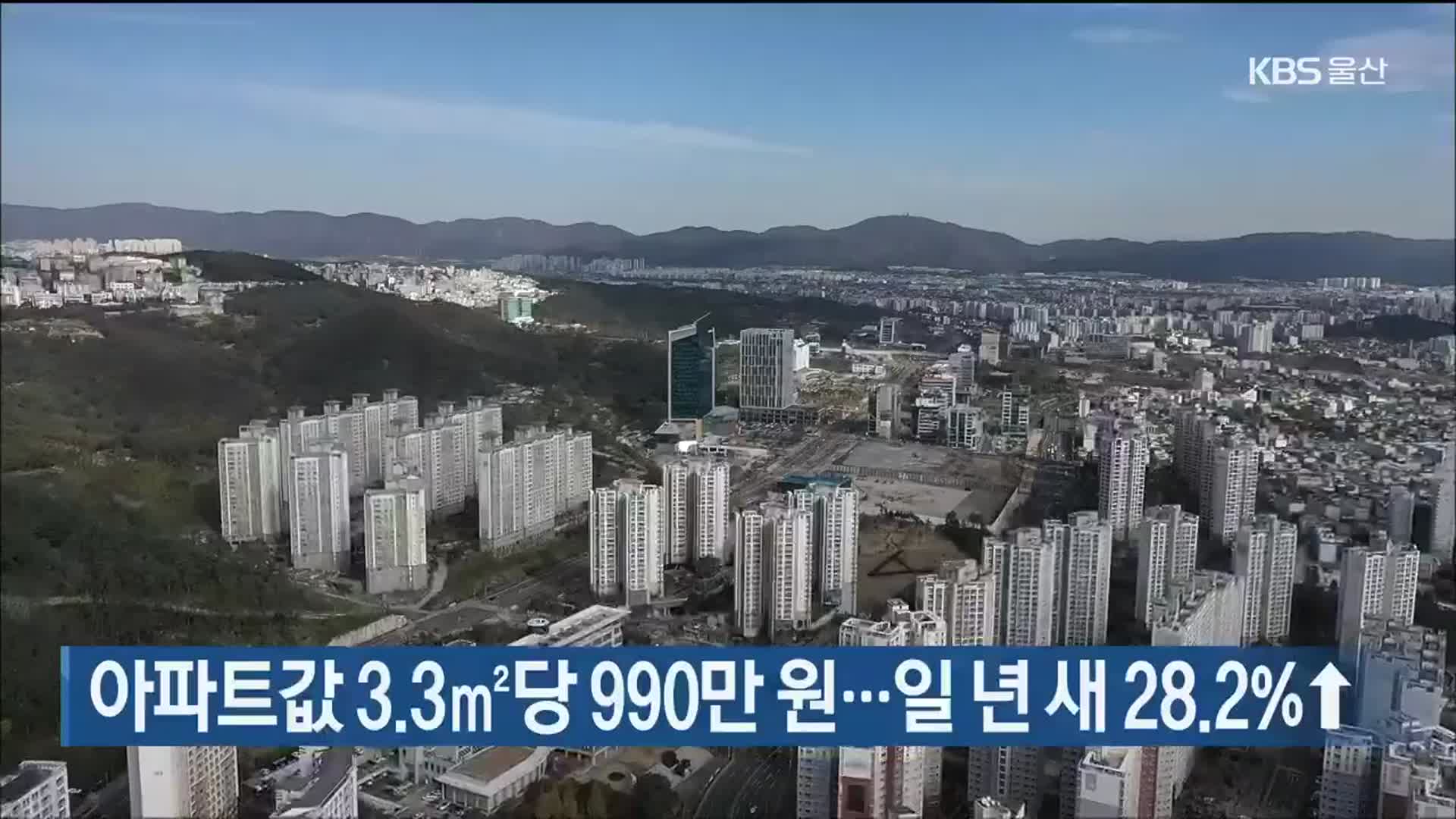 울산 아파트값 3.3㎡당 990만 원…일 년 새 28.2%↑