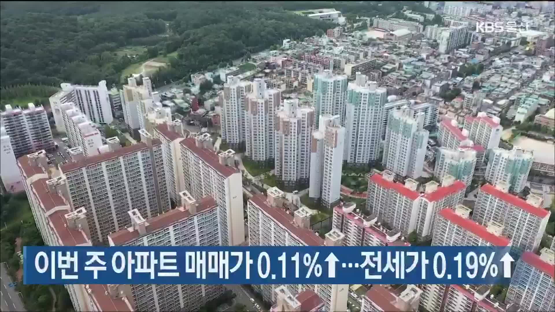이번 주 울산 아파트 매매가 0.11%↑…전세가 0.19%↑