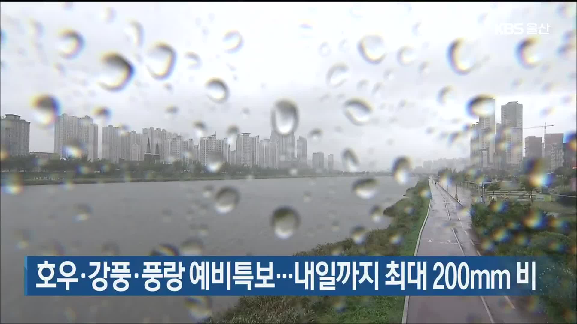 울산 호우·강풍·풍랑 예비특보…내일까지 최대 200mm 비