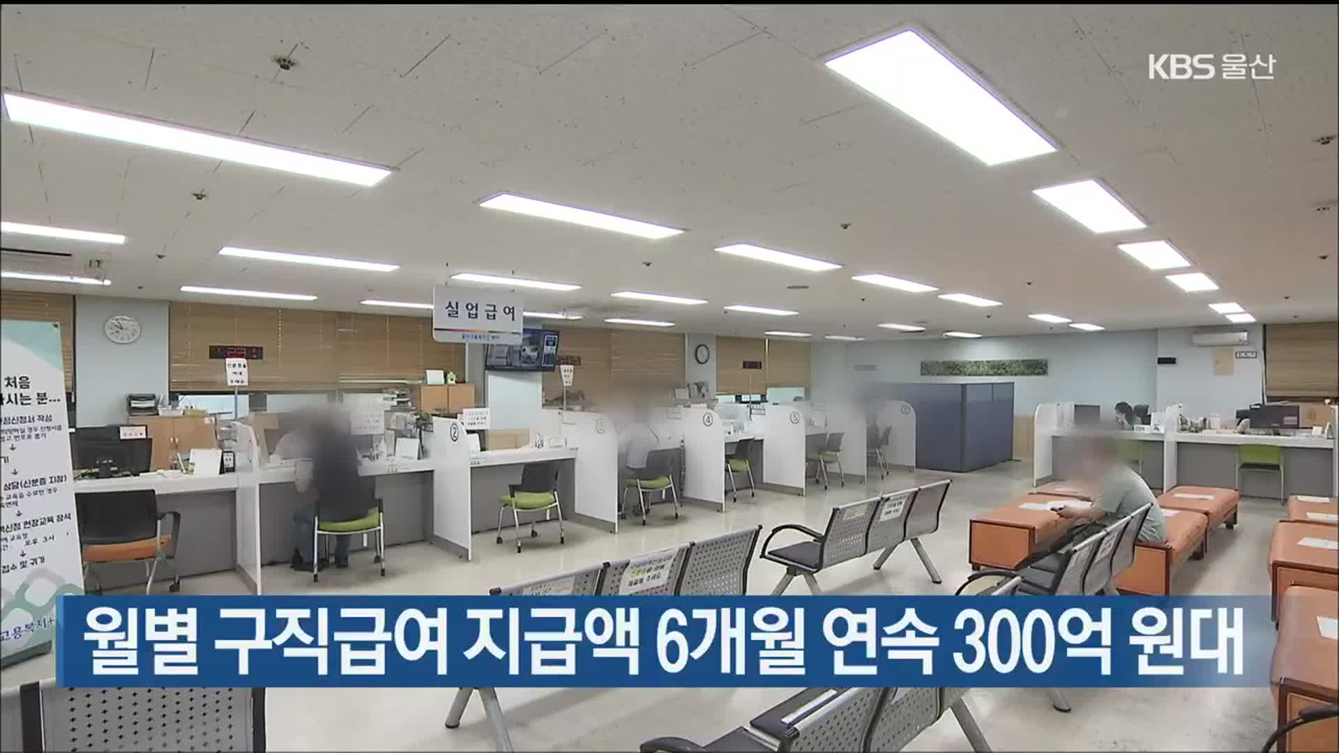 울산 월별 구직급여 지급액 6개월 연속 300억 원대