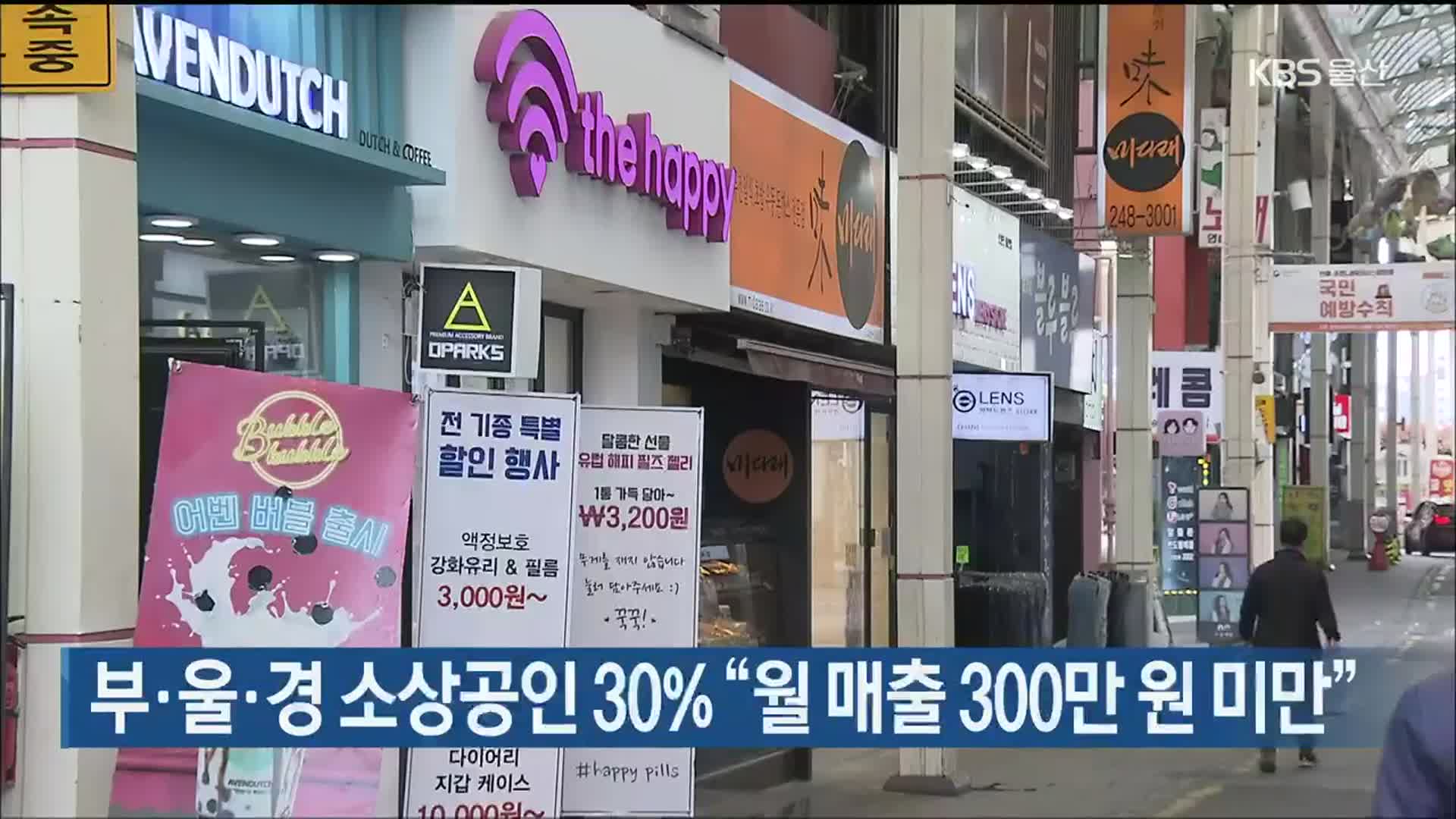부·울·경 소상공인 30% “월 매출 300만 원 미만”