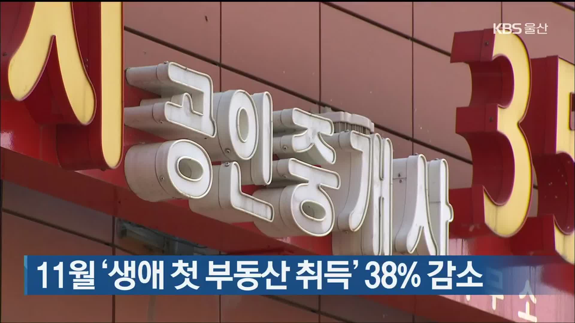울산 11월 ‘생애 첫 부동산 취득’ 38% 감소