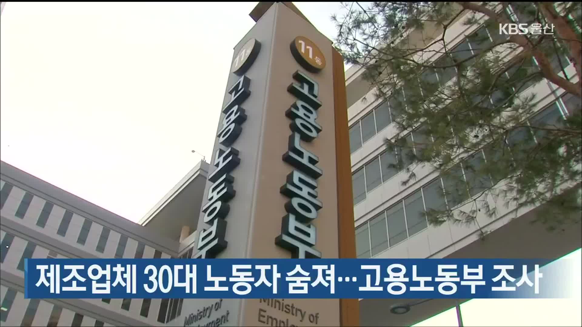 제조업체 30대 노동자 숨져…고용노동부 조사